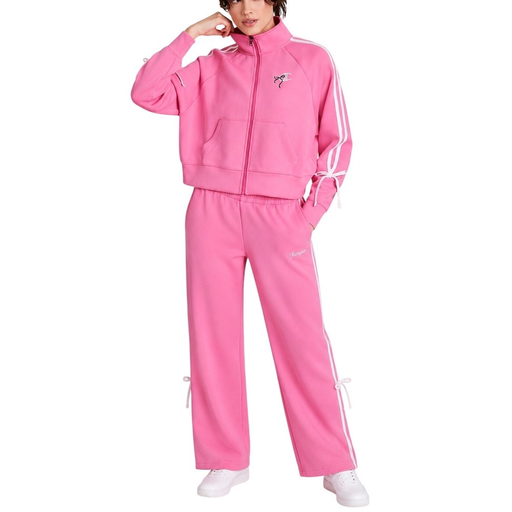 Champion Pink Ribbon Bow Track Suit Set Jacket XXL Stripe Joggers XL Full Zip